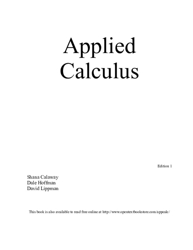Applied Calculus Thumbnail