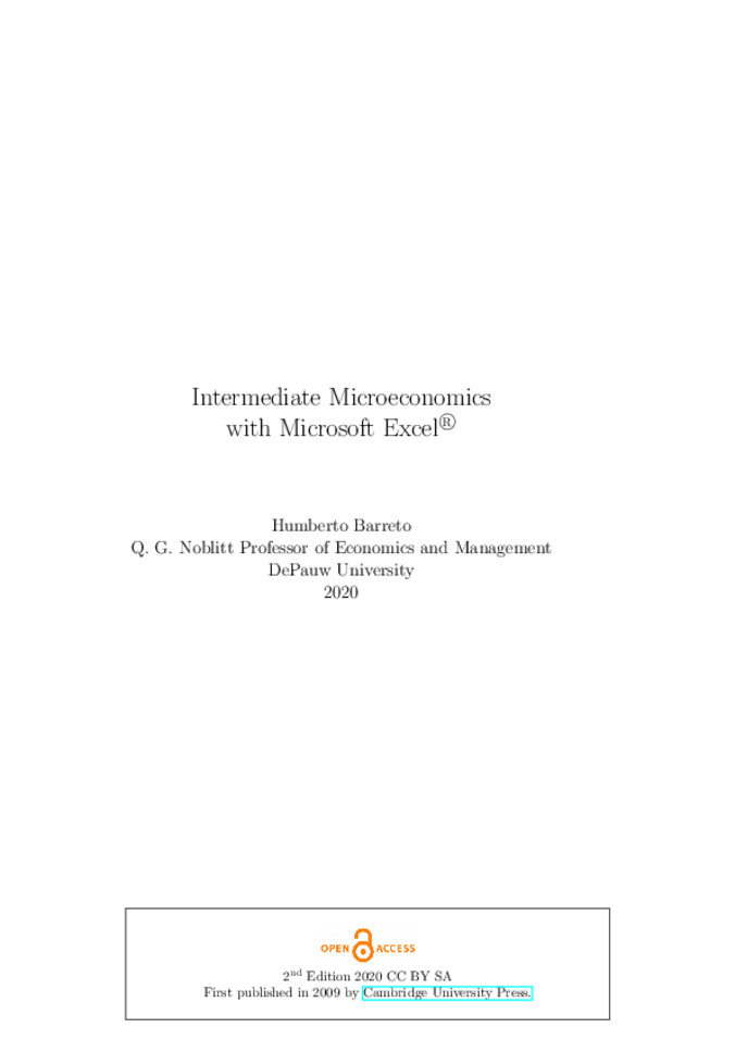 Intermediate Microeconomics with Excel Miniature