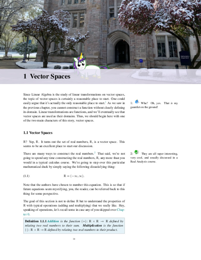 Preview of chapter 1. Image includes an exterior shot of a Butler University building with a cartoon unicorn.
